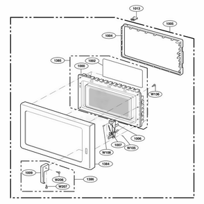 Door Parts Diagram and Parts List for RFS518G ASTQAMA LG Range