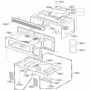 Oven Cavity Parts Diagram and Parts List for 80019 CBKESEA LG Wall Oven