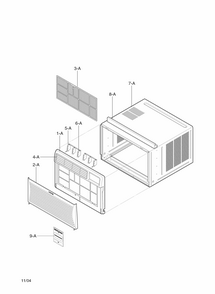 Cabinet And Front Grille Parts Diagram and Parts List for 58075251800  Kenmore Air Conditioner
