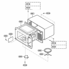 Oven Cavity Parts Diagram and Parts List for 62464 ABSESEA LG Wall Oven