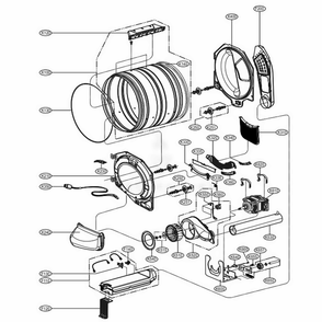 Drum And Motor Assembly Diagram and Parts List for GD1329QEW2 ASSEELC LG Dryer