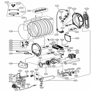Drum And Motor Assembly: Gas Type Diagram and Parts List for DLGY1702VE ASSEEUS LG Dryer