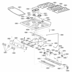 Cooktop Parts Diagram and Parts List for LRG3095SB FB2ELGA LG Range