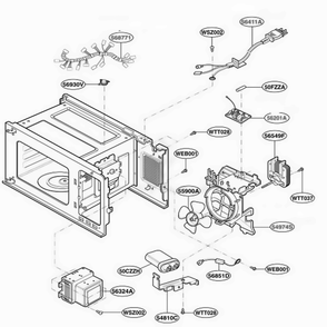 Interior Parts 2 Diagram and Parts List for MA825W KWHEGSE LG Wall Oven