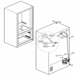 Valve And Water Tube Parts Diagram and Parts List for LFXC24726D ASBCNA2 LG Refrigerator