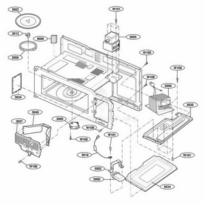 Interior Parts 1 Diagram and Parts List for 80012 CW1ESEA LG Wall Oven