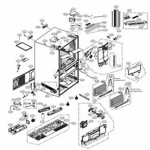 Case Parts Diagram and Parts List for 72483 ASTCSE0 LG Refrigerator