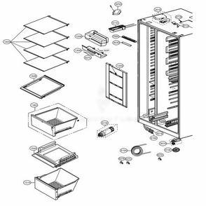 Refrigerator Compartment Diagram and Parts List for LSXS26386D ASBCNA2 LG Refrigerator