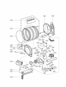 Drum And Motor Assembly Parts Diagram and Parts List for 79681182310  Kenmore Dryer