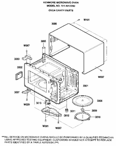 Oven Cavity Diagram and Parts List for 7218912290  Kenmore Microwave