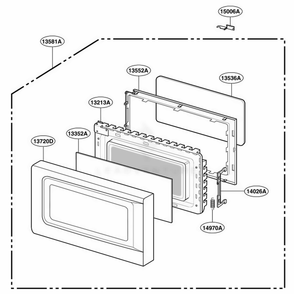 Door Parts Diagram and Parts List for JES1039BJ CBKEGEU LG Range