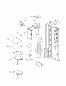 Freezer Compartment Parts Diagram and Parts List for 79551832410  Kenmore Refrigerator