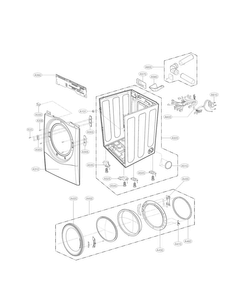 Cabinet And Door Parts Diagram and Parts List for DLE3050W  LG Dryer