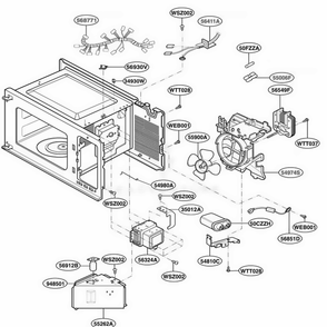 Interior Parts 1 Diagram and Parts List for MA1220B KBKEGSE LG Wall Oven