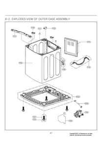 Outer Case Assembly Diagram and Parts List for T1480HGPT5 ASSETUS LG Washer