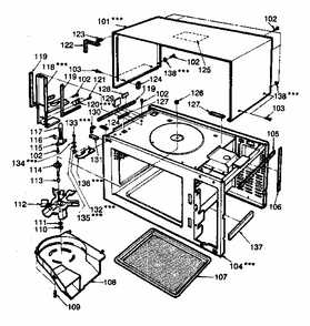 Cabinet Diagram and Parts List for 7218831980  Kenmore Microwave