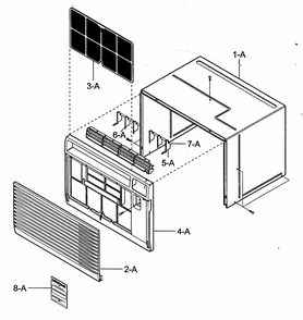 Cabinet/front Grille Assy Diagram and Parts List for 58072087200  Kenmore Air Conditioner