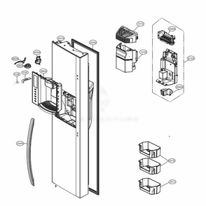 Freezer Door Part Diagram and Parts List for LSXC22426S ASTCNA2 LG Refrigerator