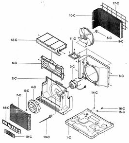 Air Handling/cycle Parts Diagram and Parts List for 58076129300  Kenmore Air Conditioner