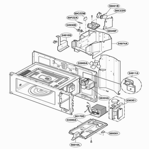 Interior Parts 1 Diagram and Parts List for JVM1490CD ABSEGEU LG Range
