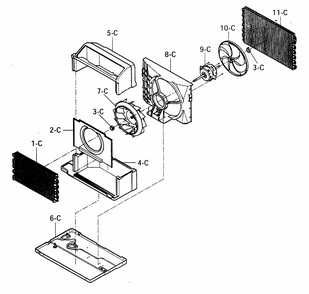 Air Handling/cycle Parts Diagram and Parts List for 58074055400  Kenmore Air Conditioner