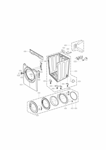 Cabinet And Door Parts Diagram and Parts List for 79681172210  Kenmore Dryer