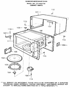Cabinet Diagram and Parts List for 7218923190  Kenmore Microwave