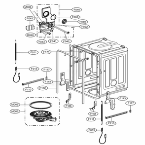 Tub Assembly Diagram and Parts List for LDS5540ST ASTEEUS LG Dishwasher