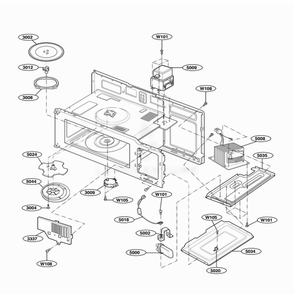 Interior Parts 1 Diagram and Parts List for MH6150XLB ABKEWRP LG Range