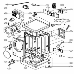 Cabinet And Control Panel Assembly Diagram and Parts List for GCWP1069CS ABWEELC LG Dryer