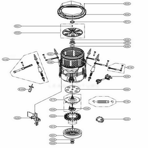 Tub Assembly Diagram and Parts List for 31422 ABWEPEU LG Washer