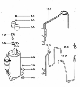 Compressor Parts Diagram and Parts List for 58075144500  Kenmore Air Conditioner