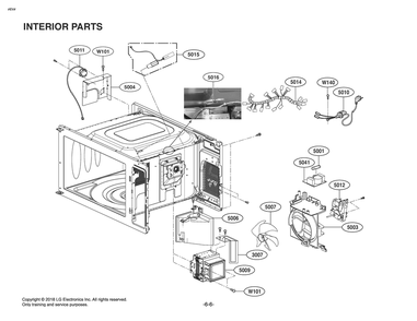 Interior Parts Diagram and Parts List for MS2096HSS CSSESGN LG Microwave