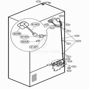 Valve And Water Tube Parts Diagram and Parts List for 79762 ASWCSEF LG Refrigerator