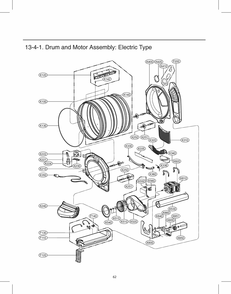 Drum And Motor Assembly Diagram and Parts List for DLE3300W ABWEEUS LG Dryer