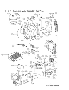 Drum And Motor Assembly Diagram and Parts List for RN1376HS ABSEEUS LG Dryer