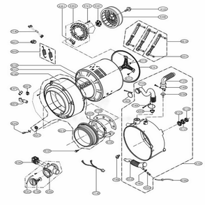 Drum And Tub Assembly Diagram and Parts List for GCW1069LS ABWEELC LG Washer