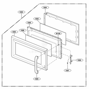 Door Parts Diagram and Parts List for JVM1542WF CWHEGEU LG Wall Oven