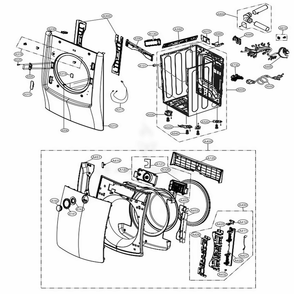 Cabinet And Door Assembly Electric Type Diagram and Parts List for DLEX5000V ASSEEUS LG Dryer