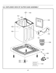 Outer Case Assembly Diagram and Parts List for T1889EFHT5 ASSETUS LG Washer