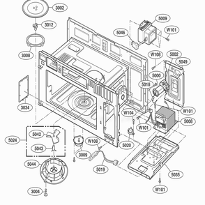 Interior Parts 1 Diagram and Parts List for JMV8196ACQ ABSEJEC LG Range