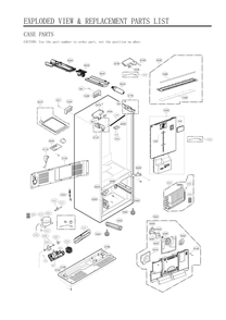 Case Parts Diagram and Parts List for GC-J288NSXM ASTCNA2 LG Refrigerator