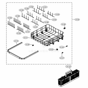 Lower Rack Assembly Diagram and Parts List for LDT5665BD ABDEEUS LG Dishwasher