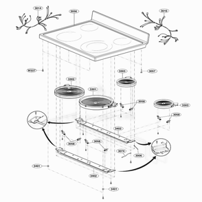 Cooktop Parts Diagram and Parts List for LRE3091SB FBKLLCA LG Range