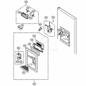 Dispenser Parts Diagram and Parts List for 71083 AST6SER LG Refrigerator