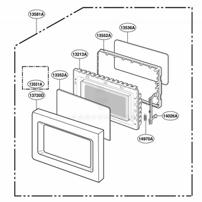 Door Parts Diagram and Parts List for JES1656BH CBKEGEU LG Range