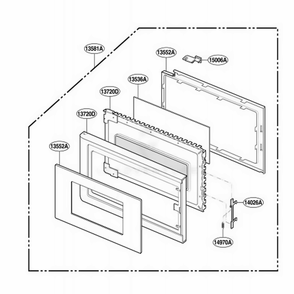 Door Parts Diagram and Parts List for MV1304W WHEGSE LG Wall Oven
