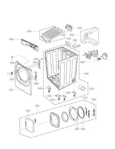 Cabinet And Door Assembly Parts Diagram and Parts List for DLEX4070W  LG Dryer