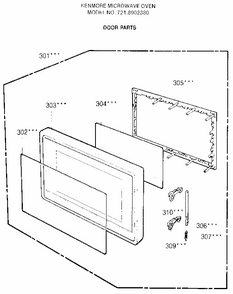 Door Diagram and Parts List for 7218902380  Kenmore Microwave