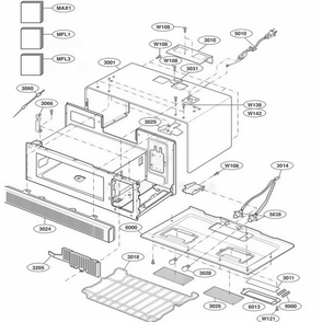 Oven Cavity Parts Diagram and Parts List for KHMC107EBL AB2EKAD LG Wall Oven